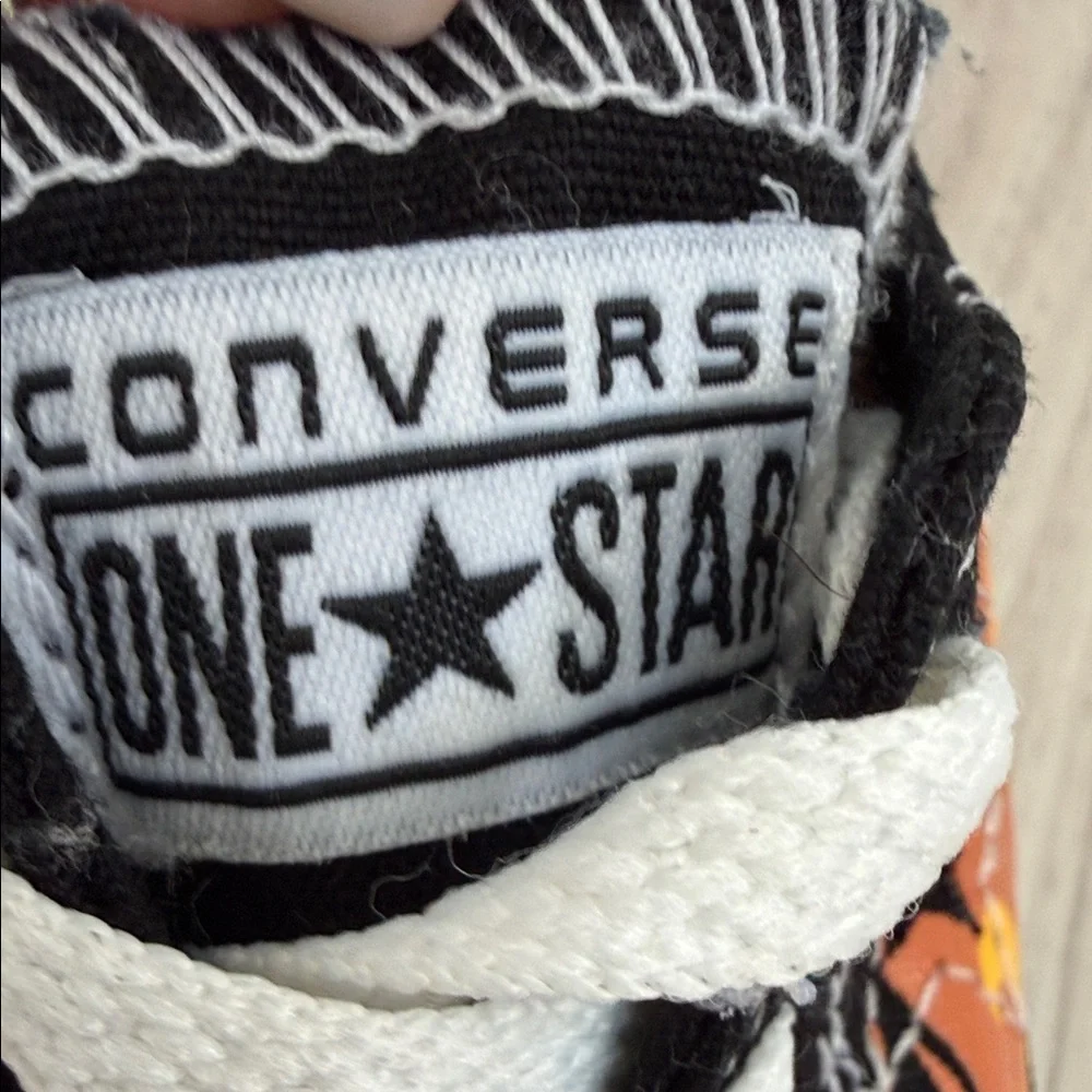 Converse Kids Sneakers with Flame Design - Black and Orange size 5